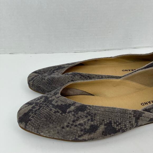 Lucky Brand Sz 10 Alba Grey Suede Animal Print Ballet Flats Soft Comfy - Picture 2 of 16